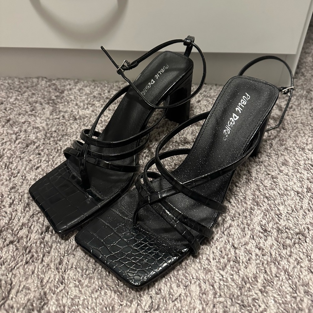 Public Desire Black Strappy Sandals Size 7